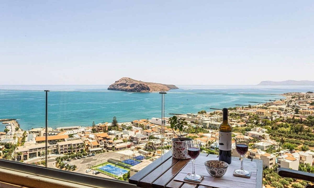 Platanias Town Apartment | Luxurious Penthouse Apartment, Large Balcony with Panoramic Sea Views - 850m from Platanias Beach!