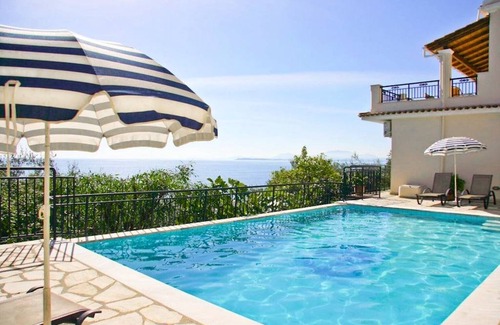 Katavolos Villa | Villa Kerkyroula: Large Private Pool, Walk to Beach, Sea Views, A/C, WiFi