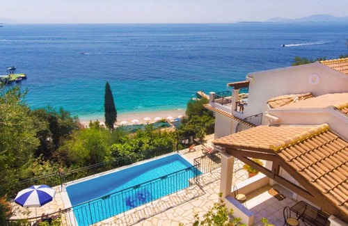 Katavolos Villa | Villa Kerkyroula: Large Private Pool, Walk to Beach, Sea Views, A/C, WiFi