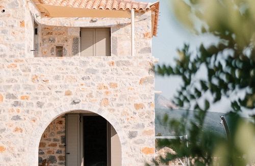 Stoupa Villa | Dione Villa 3: private pool - amazing sea view - traditional minimal stone villa