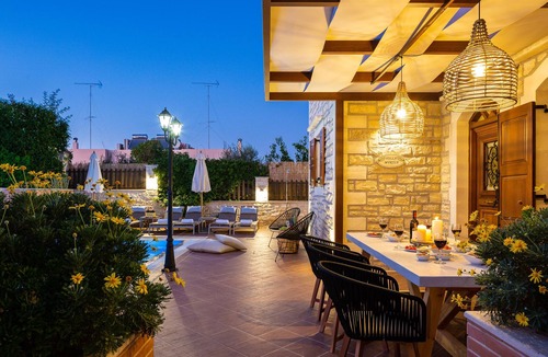 Atsipopoulo Villa | Family villa Myrtia with heated pool, 2 minutes walking to local amenities