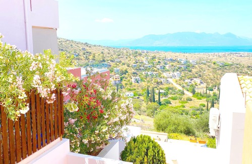 Kontos Condo | Minimalist, new condo with beautiful sea and mountain views