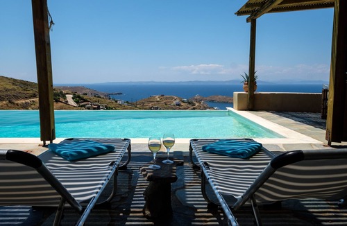 Vourkari Villa | Silver Moon Villa: Artistic villa with a breathtaking view of the Aegean