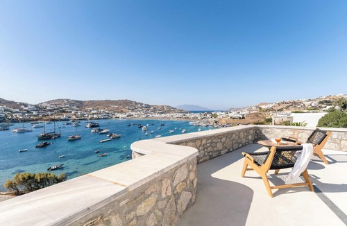 Ornos Villa | Villa Dame Sea view terrace villa 5 bdrms, WiFi, A/C in enchanting Mykonos