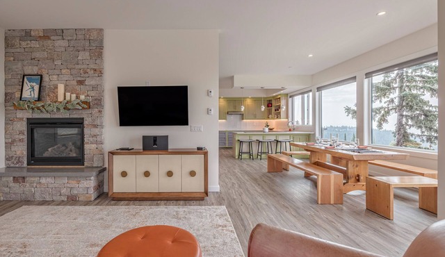 4 level duplex with 2 king beds, elevator, private hot tub, laundry and views.