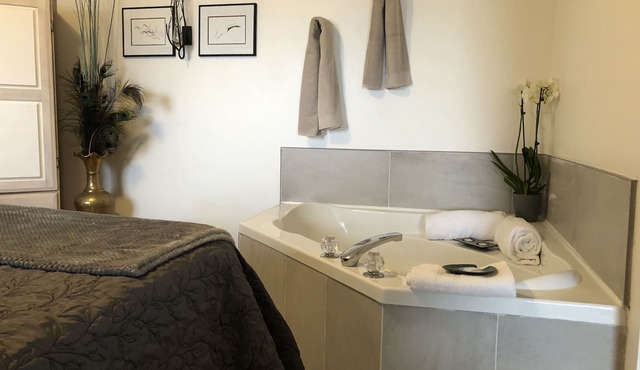 Beachfront Honeymoon suite jacuzzi, fireplace, Bbq, Hot tub,oyster/clams,kayaks
