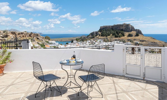 Lindos Apartment | Flora Studios with Acropolis View