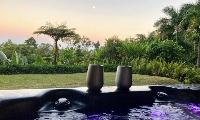 Miallo Cottage | NEW -The Sugar Shack, Ocean views over cane fields from your outdoor Spa Bath