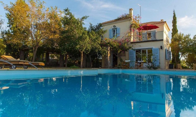 Aegina Town House | Sea View Pool Villa with Independent Guest house